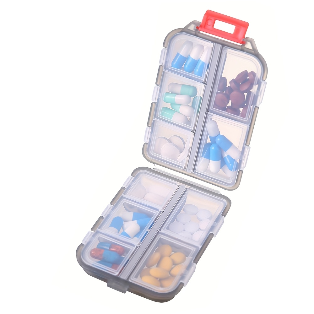 Travel Pill Organizer, 10-Compartment Compact Case