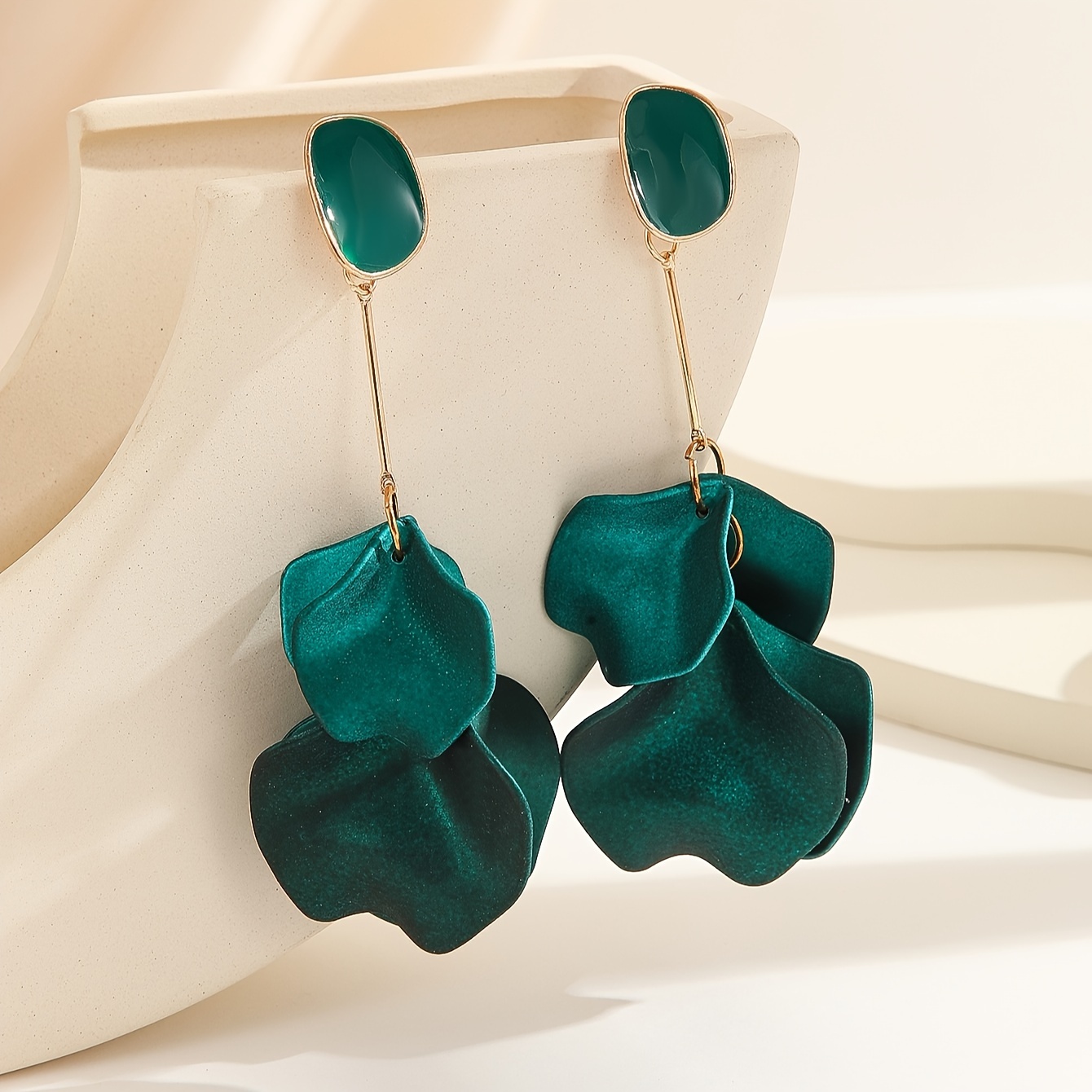 Image of A Pair Of Rose Petal Trendy Women's Fashion Earrings Dating Party Gift