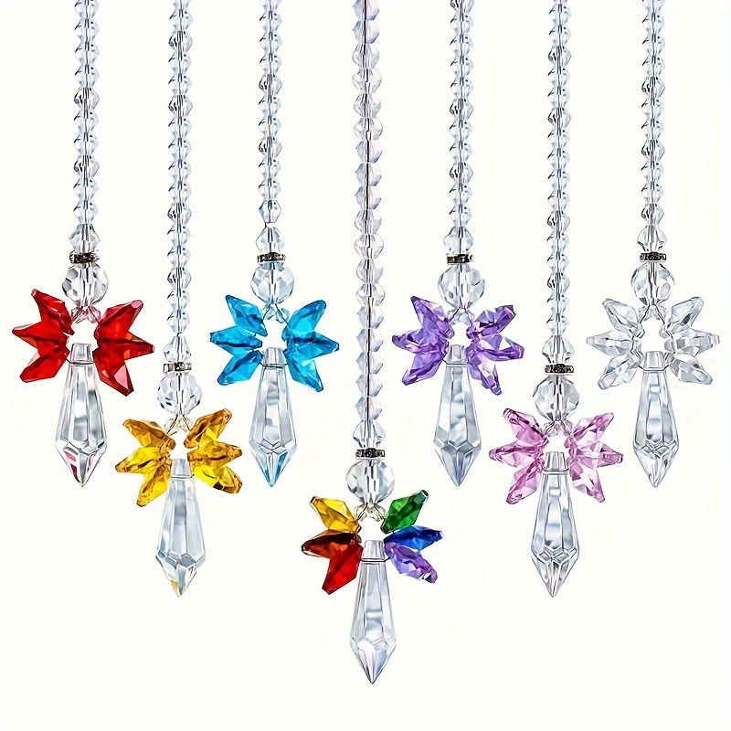 Image of 7pcs Rainbow Guardian Crystal Suncatcher For Home/car Decoration And Porch Decor And Hangings Crystal Glass Ornament