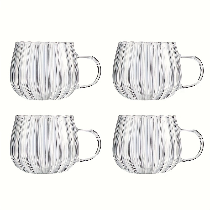 

2pcs/4pcs Pumpkin Shaped Glass Mugs - High Borosilicate Glass Water Glasses 450ml/15.5oz For Coffee, Juice, Milk, Tea, Ideal For Beverages