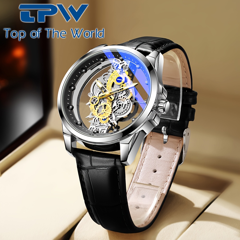 Montre Homme Décontractée – Mouvement Quartz – Bracelet Cuir Noir – Cadran Motif Arbre De Vie – Neuf Avec étiquettes
