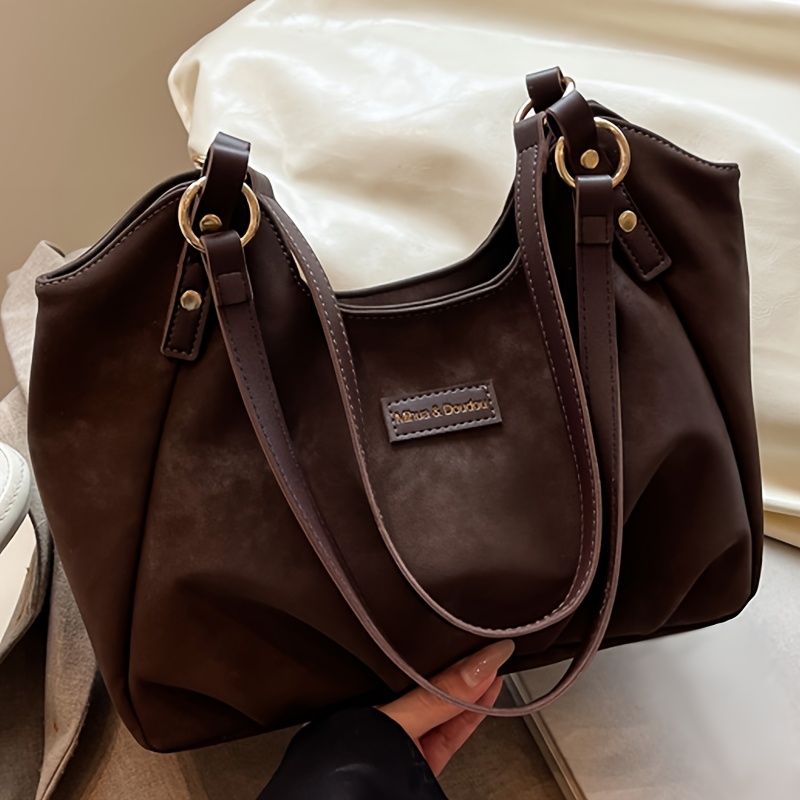 Vintage Style Faux Suede Shoulder Bag