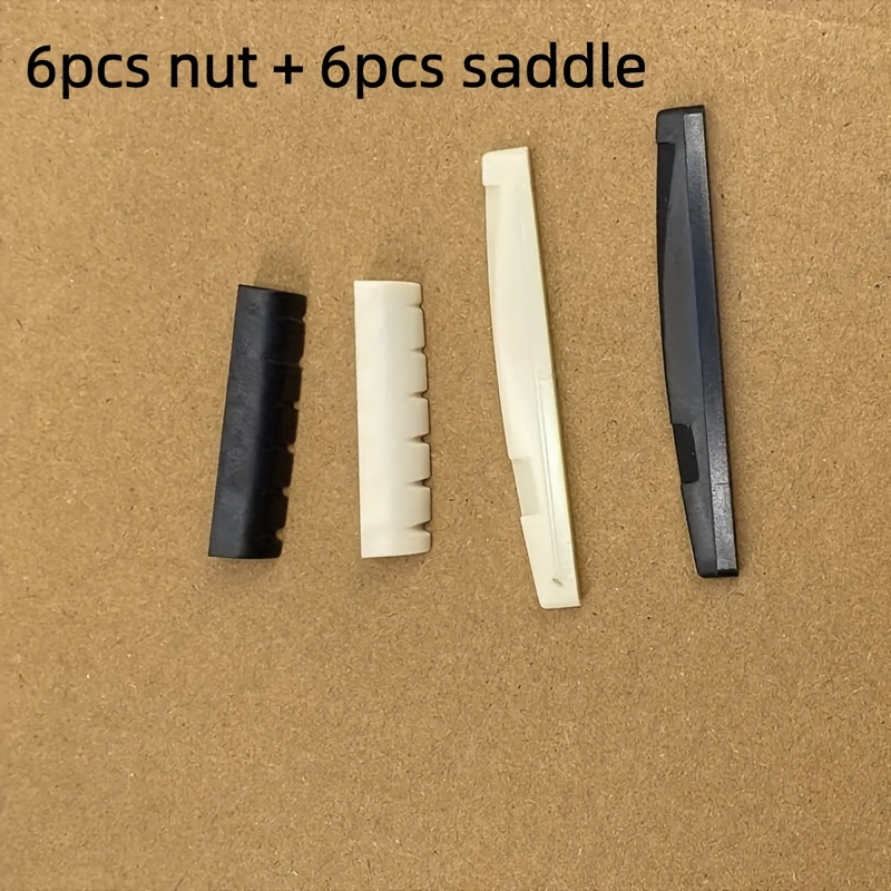 TEMU 6pcs Nut + 6pcs , Guitar Nuts In Black And White, Upper & Lower Acoustic String Retainer