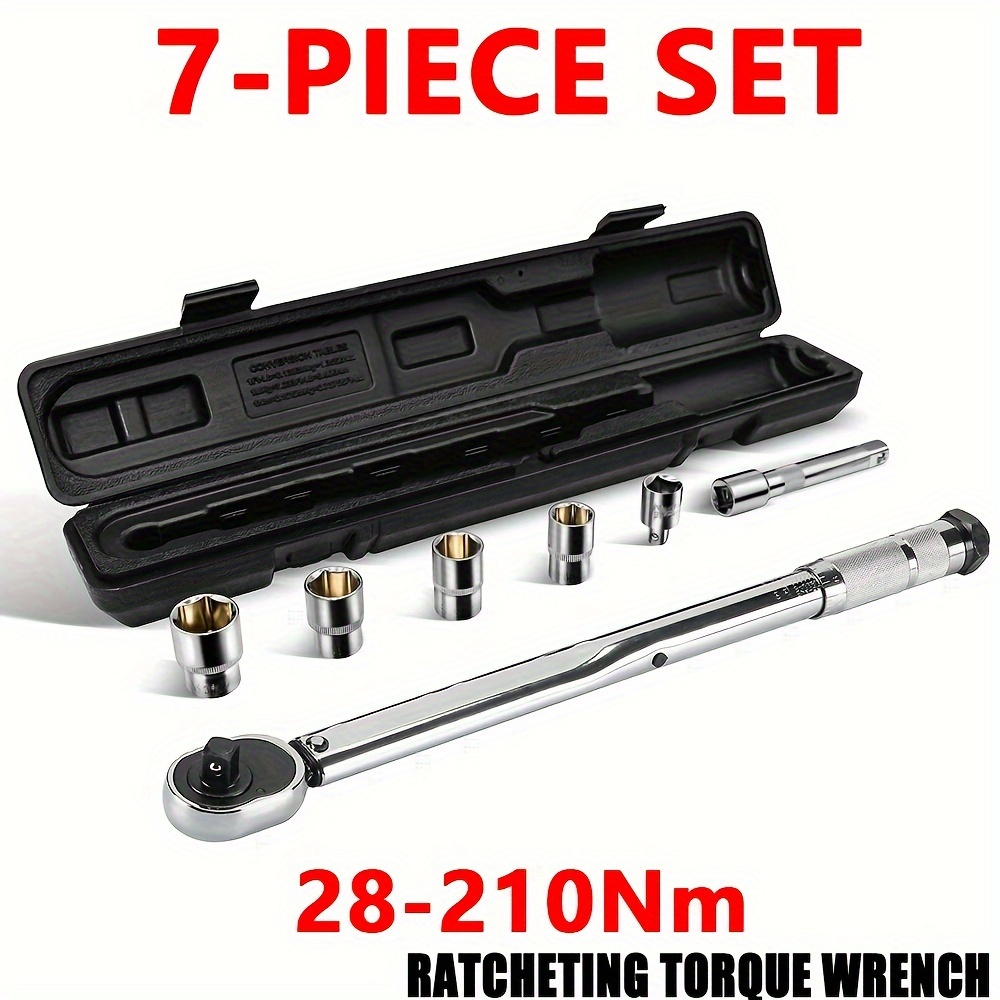 

7- Set, 28-210nm 1/2" Ratcheting , Mechanical Tool For Auto, , , , Metal, - Includes Adapters &