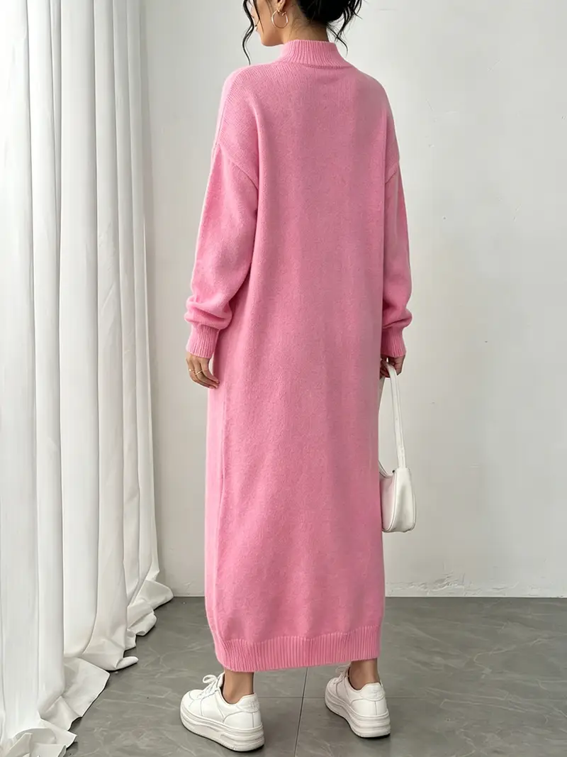 casual maxi dress winter Ashirexll Long Sleeve Maxi Dress, Winter Dress for Women, Womens Fashion Winter Warm Color Round Neck Long Sleeve Pocket Dress for Fall Casual Elegant Outfit