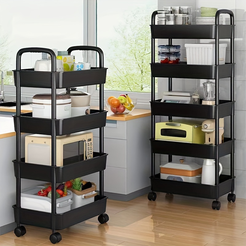 

4-tier Rolling Storage Cart Organizer, Multi-level Mobile Shelving With Handle, -free Spa Storage System For Home And Bathroom Use, Power-free, Battery-free