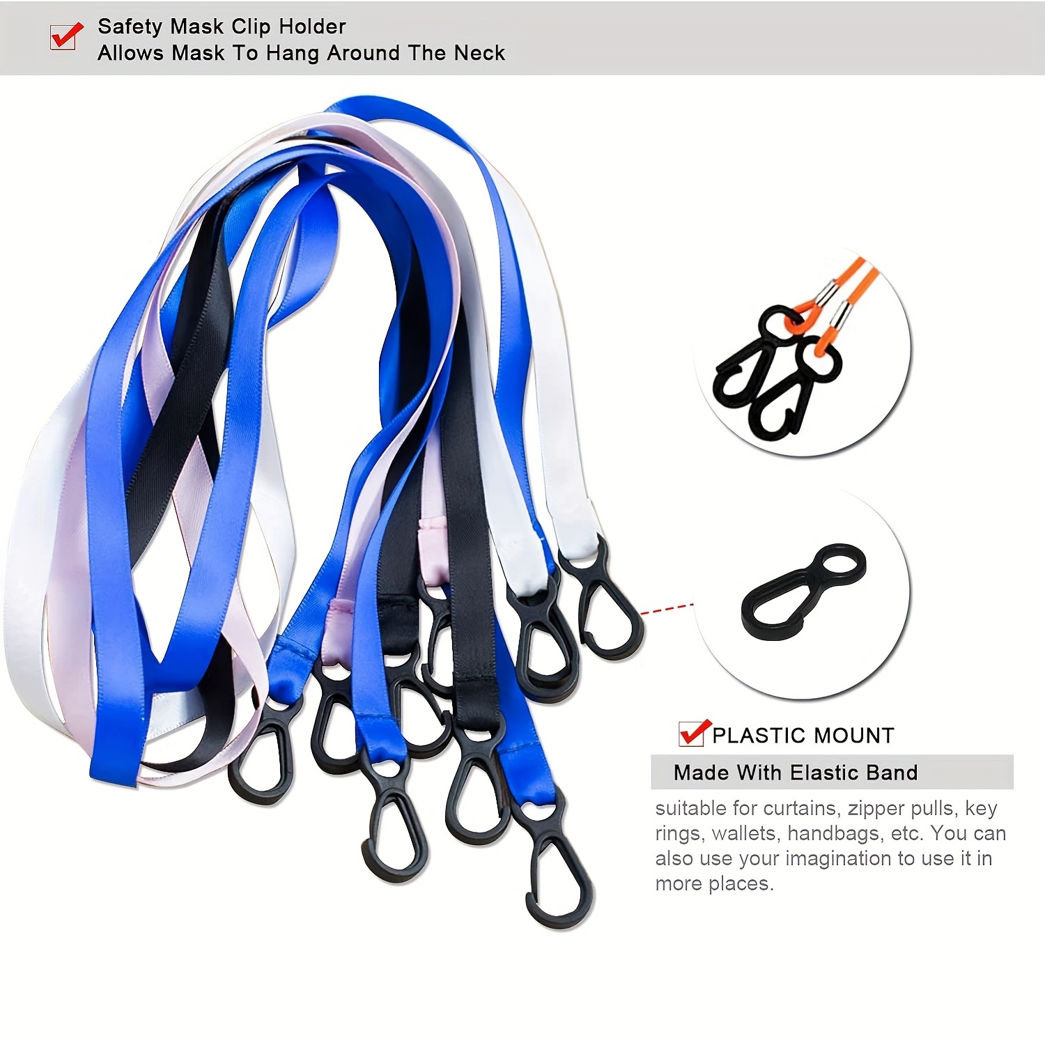 40 Pcs Lanyard Hook Snap Hooks Clips DIY Durable Plastic Lobster Clasp for Face Cover Lanyard Buckle Key Rings Purse ID Card Crafting Sewing