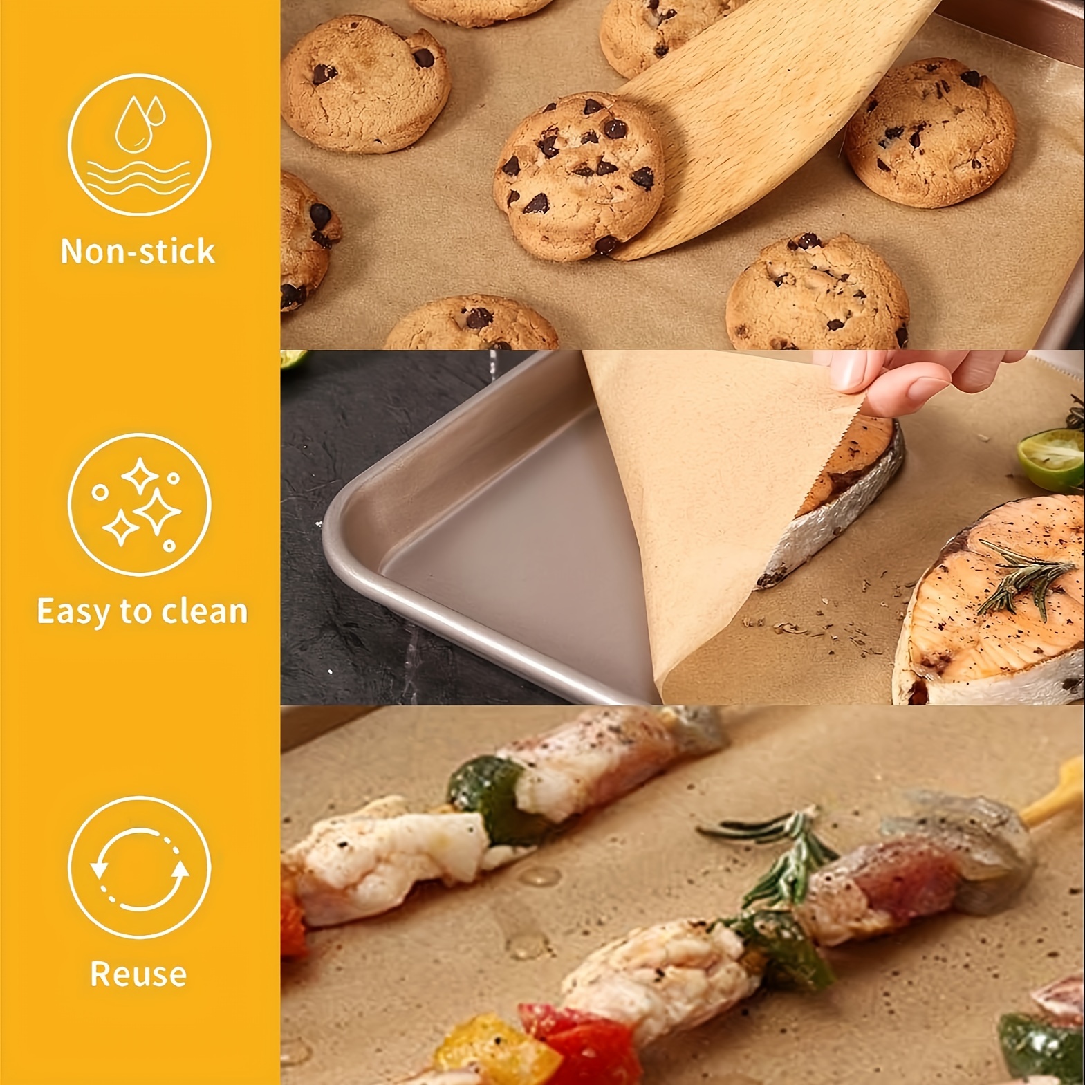 1 Roll Heavy Duty Non-Stick Parchment Paper for Baking, Grilling, Air Fryer & Steaming - Silicone Oil Resistant Baking Sheets for Chicken, Fish, Vegetables & More - Perfect for Holidays & Everyday Kitchen Use