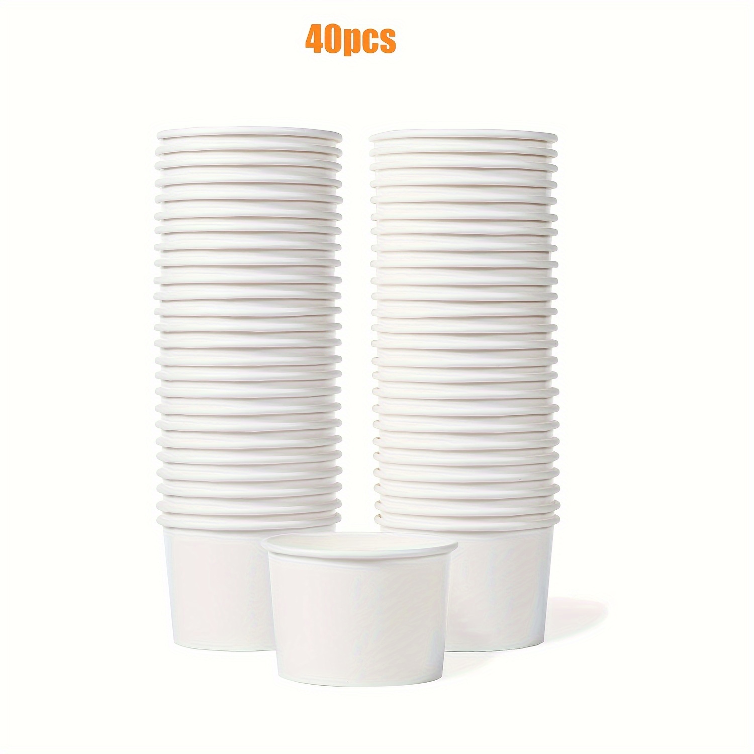 Image of 40/20pcs 3oz Disposable Ice Cream Cup, For Refrigerator, Paper Dessert Cup, Ice Cream Bowl, Snack Container, Cup For Jelly, (white), Christmas, New Year