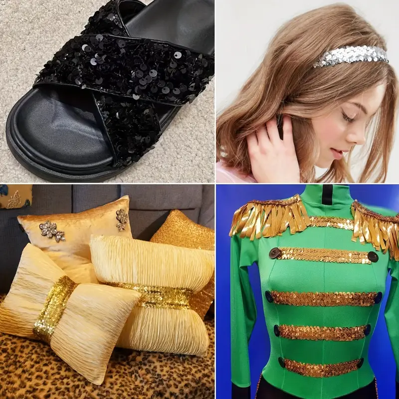 Nastro Con Paillettes - 15 Metri, Oro, Per Cucito Fai Da Te, Costumi E Decorazioni - Foto 9