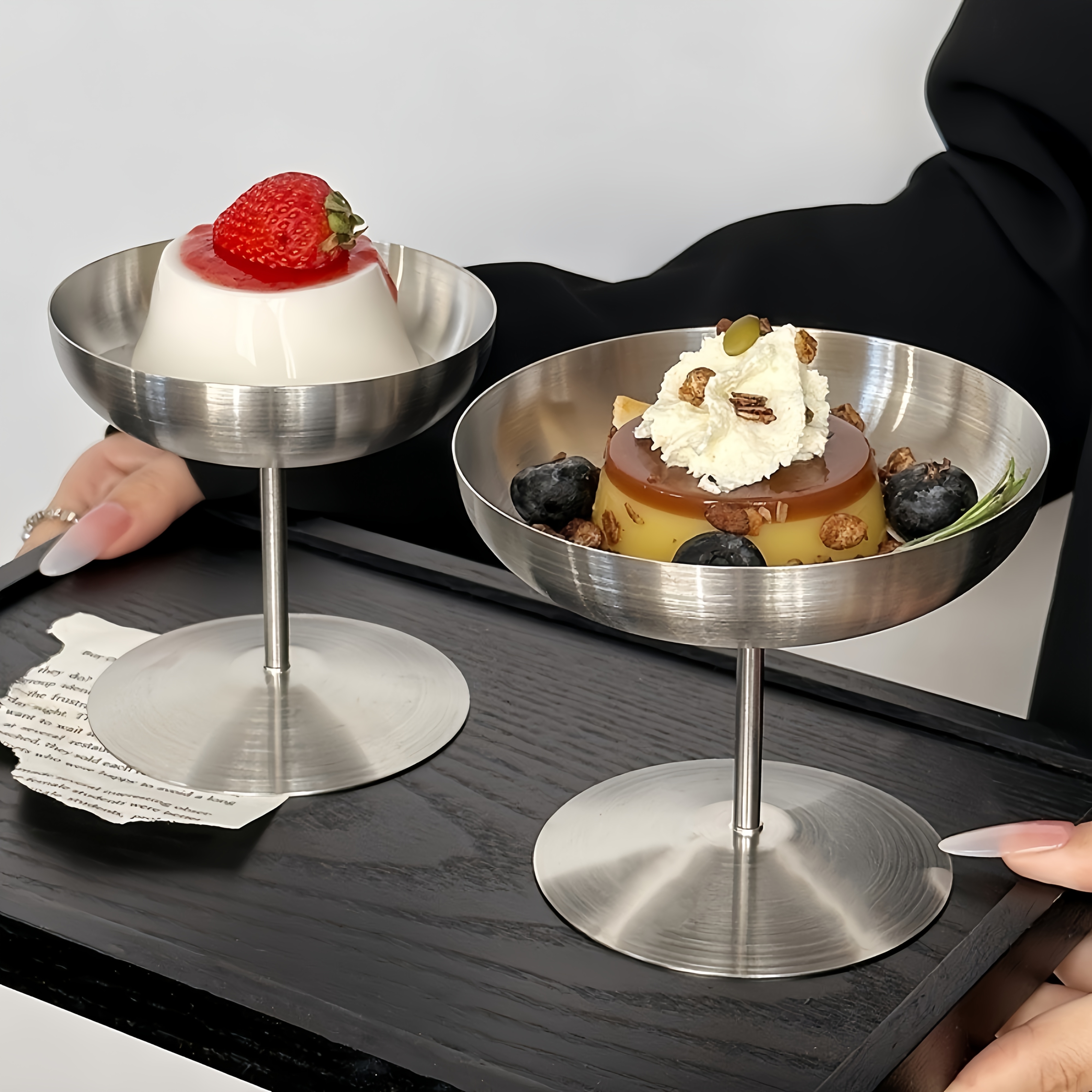 elegante eisbecher fuß edelstahl eisschale