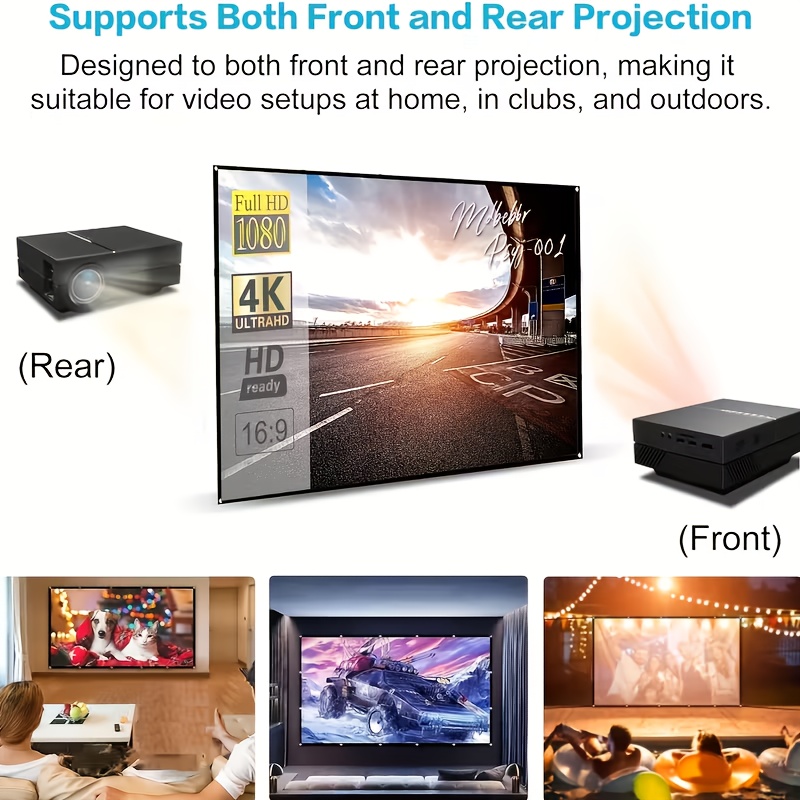 16:9 HD Foldable Projection Screen with Anti-Wrinkle Design