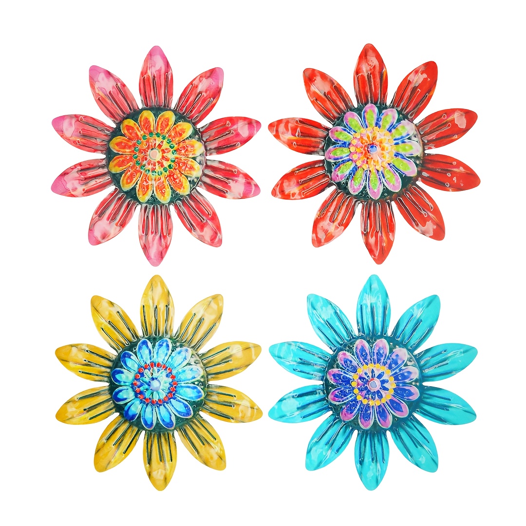 Image of 2d Flat, 2d Flat 4pcs Metal Flower Craft Ornaments, Home Decor, Gift Decoration, Yard Decor, Bedroom And Living Room Decor, Party Decoration, Wedding Decoration, Wall Decor, 2d Flat
