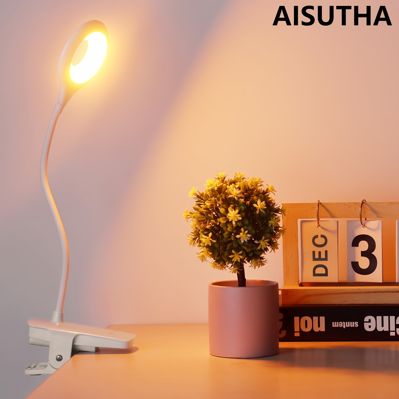 

Aisutha Warehouse 1pc Led Desk Clip Small Night Light Reading Light, Usb Rechargeable, Bedroom Bedside Lamp Clip Light Dimmable Table Lamp, Hollow White, New Year's Gift, Birthday Gift