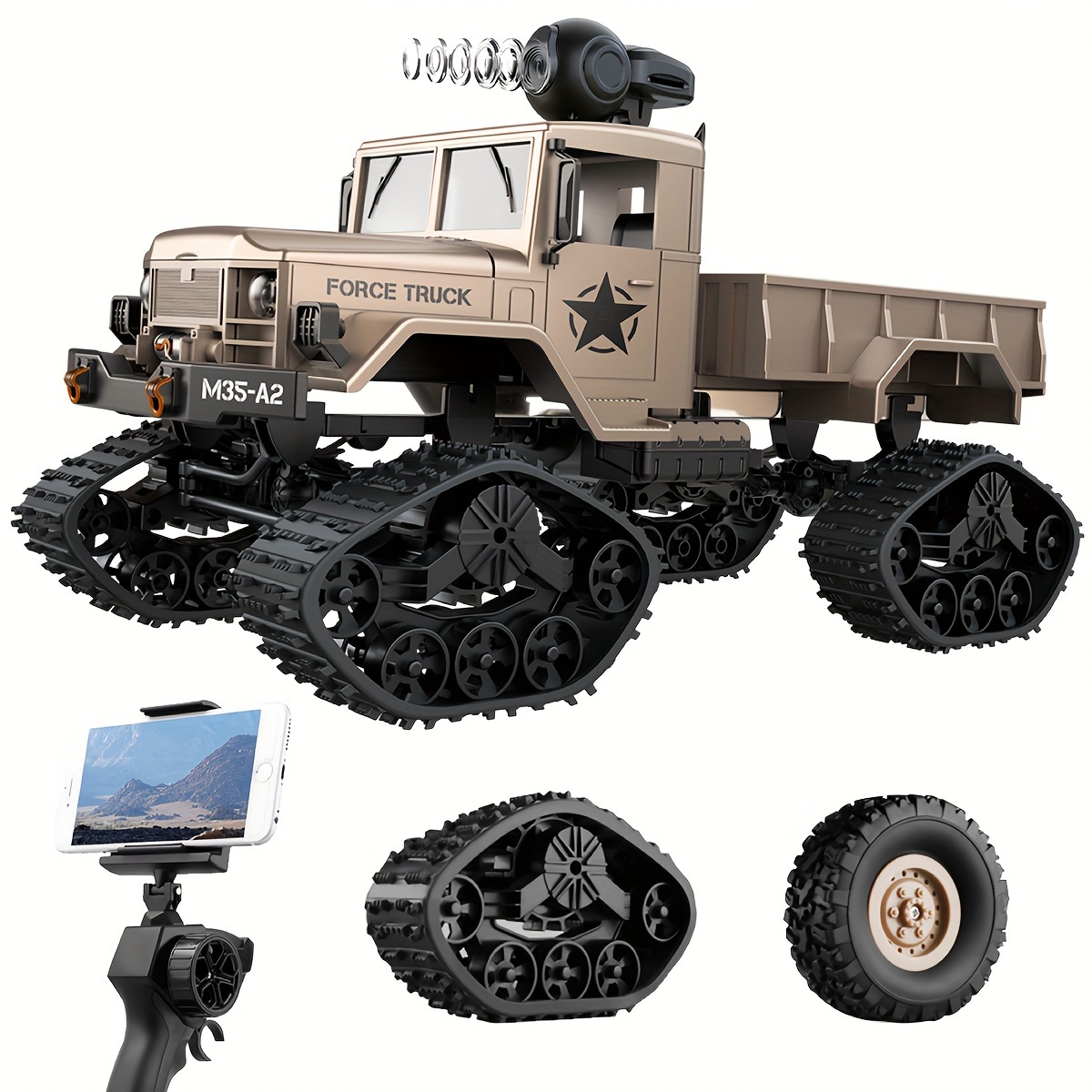 

Golden Military Truck Rc - 4wd Off-road With Wi-fi Hd Camera, Usb Rechargeable Battery, Perfect Gift For & Adults, 2.4ghz, Vehicle