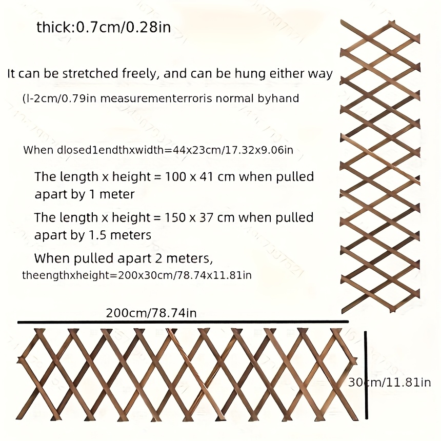 Image of 2pcs Outdoor Anti-corrosion Wood Fence Retractable Solid Wood Fence Rattan Frame Garden Fence Wall Decoration Grid Flower Stand, Spliced According To