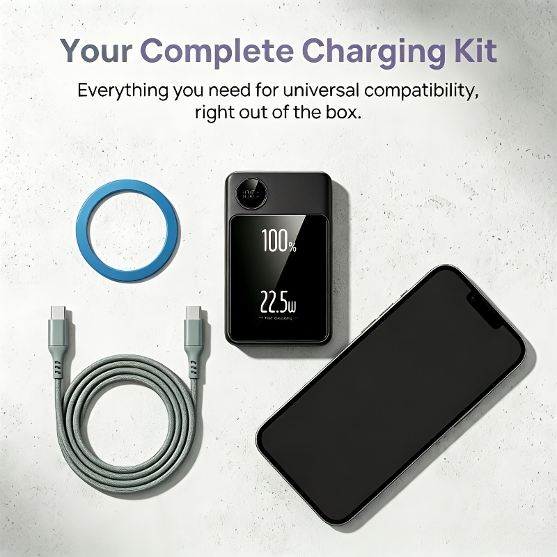 22.5w Fast Charging, 5000mah/10000mah Large Capacity, Fast Charging, Long , Easily Cope With Power Consumption, Supports Magnetic Wireless Charging.