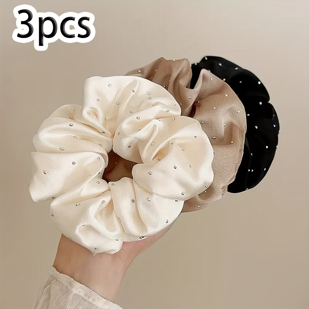 TEMU 3pcs/6pcs -embellished Satin Hair Ties, Fashionable And Loops For Ponytails And Updos