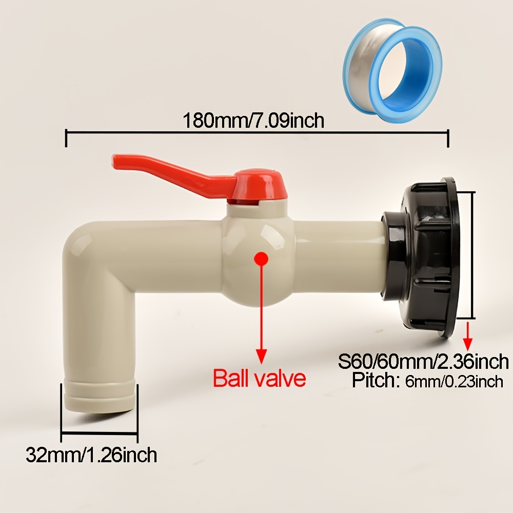 1/2", 3/4", And 1" Plastic Ibc Tank Adapters With A 60mm Coarse Thread - Versatile Garden Hose Faucet Connectors With 3 Different Drainage Pipes For Easy Tank Connections