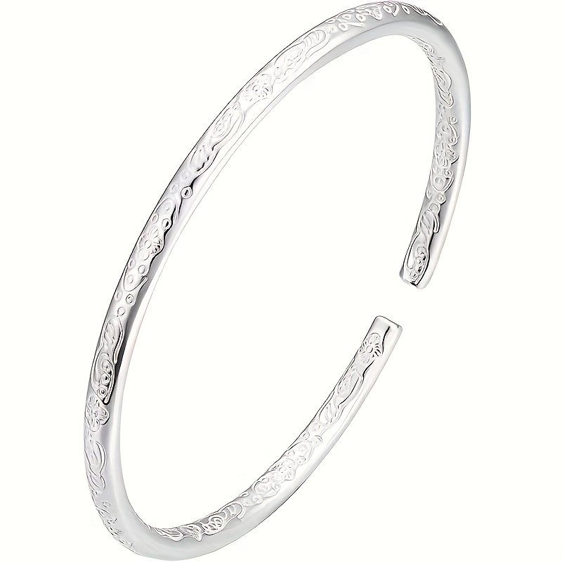 Bohemian Style S925 Silvery Open Bangle Bracelet