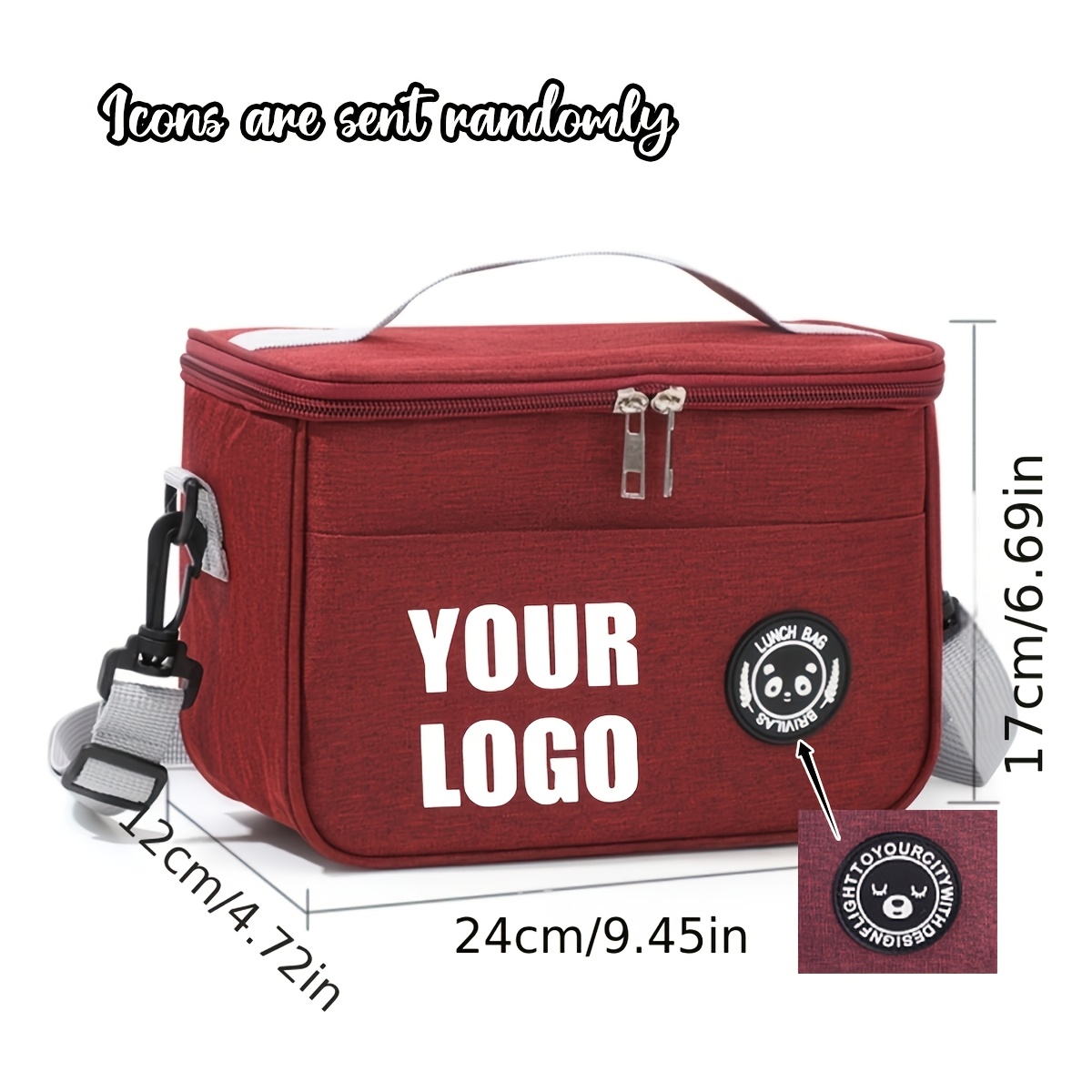 TEMU 1pc Random Pattern Custom Printed Text Photo Icon Insulated Lunch Bag Lunch Box Bag Lunch Tote Bag Zipper Closure Lunch Bag Large Capacity