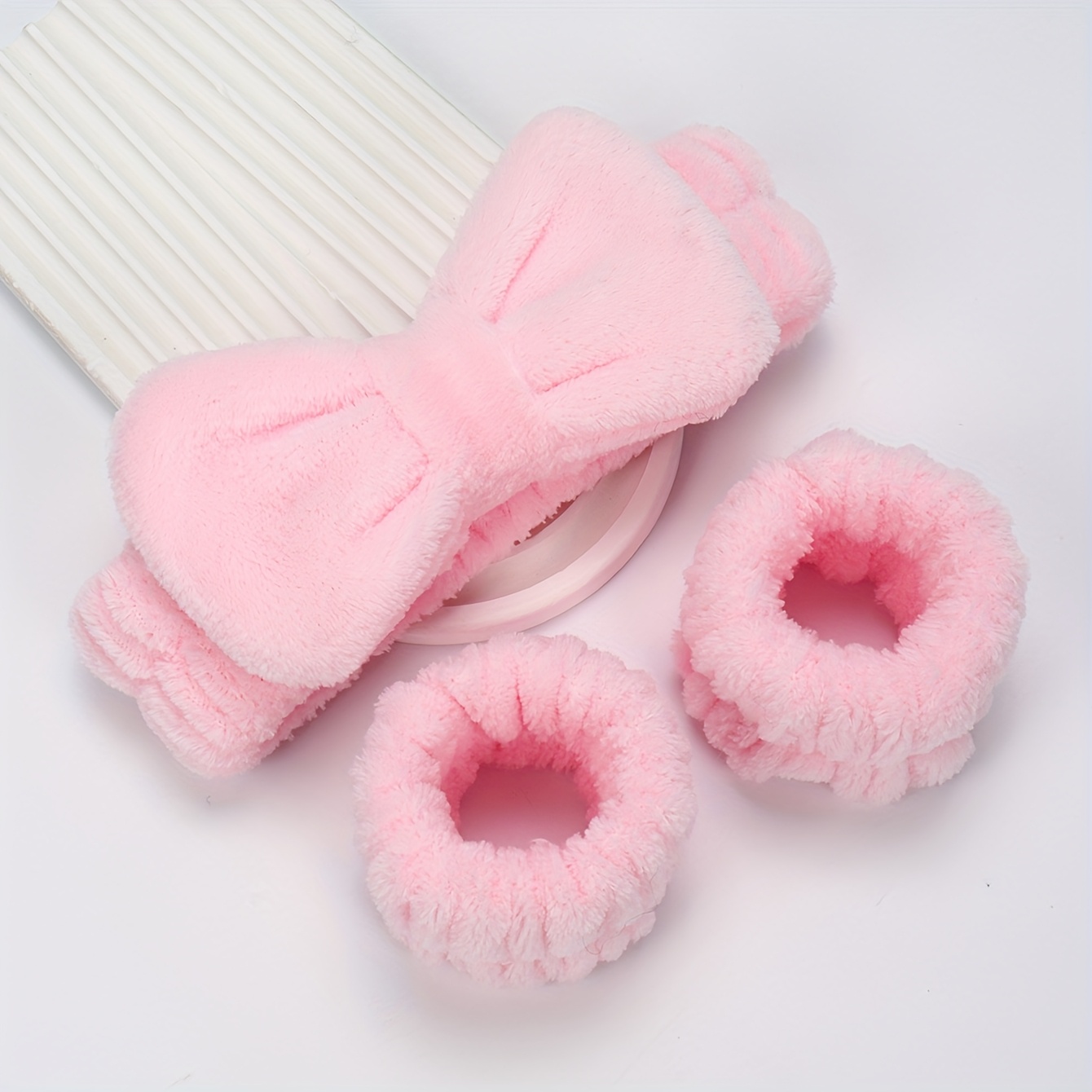 TEMU Set di 3 pezzi fascia per capelli, 1 fascia per capelli e 2 polsini, per la pulizia del , l'applicazione del trucco, la rimozione e i viaggi, a