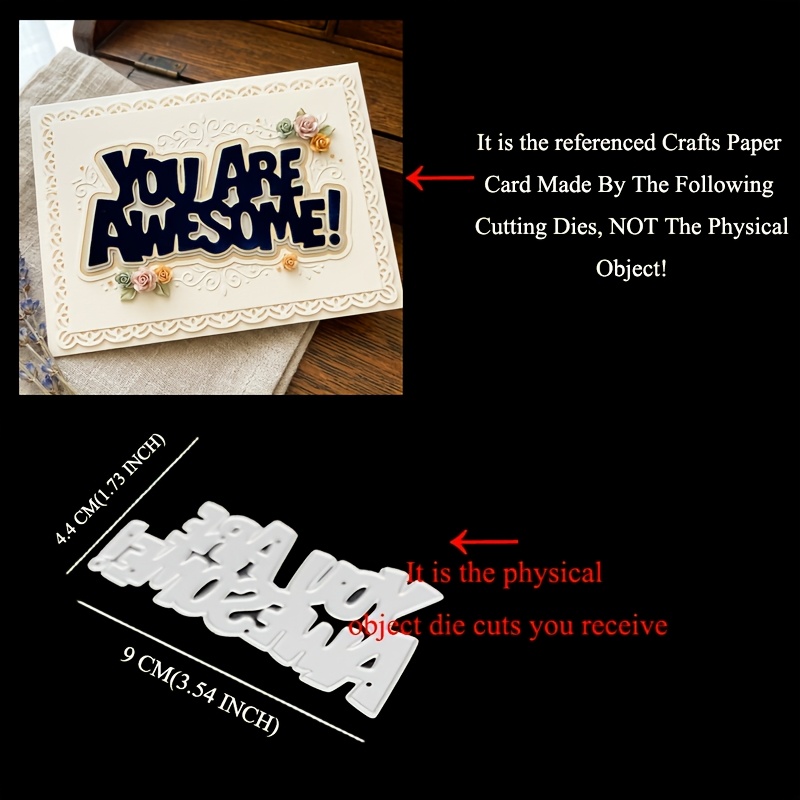 TEMU 1pc You Are Awesome Script Die Cuts For Card Making, Birthday Themed Decorations Craft Cutting Dies, Graduation Collections Embossing Template