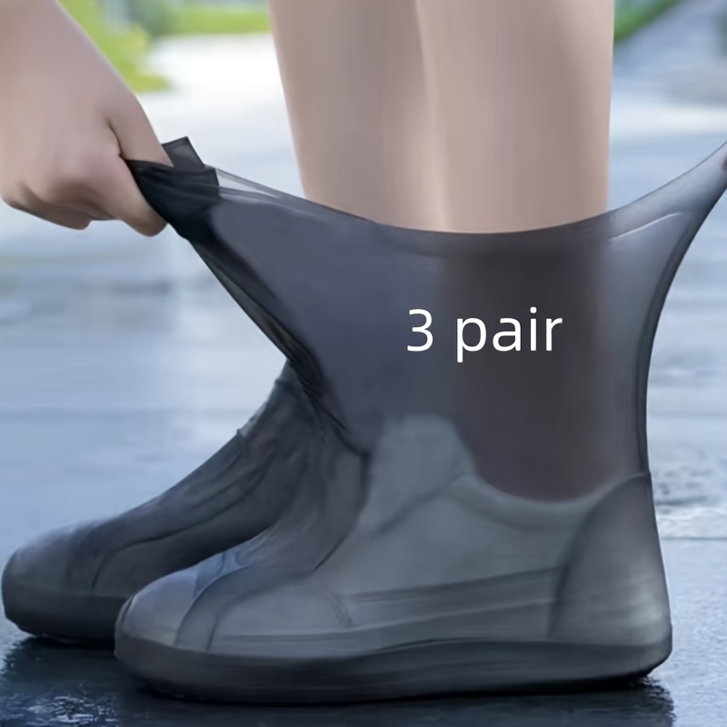 

3 Pairs Of Waterproof Reusable Rain Boot Covers - High Quality, Long , Universal Type - Fashionable Color Options, Protection