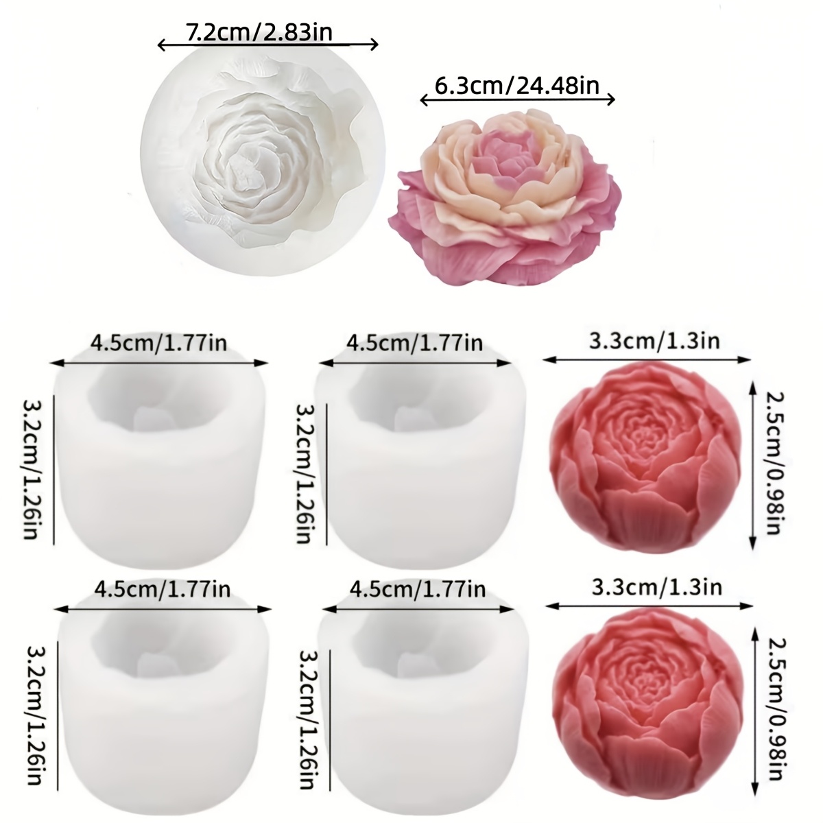 TEMU 5pcs & Bud Silicone Mold Suitable For Scented Candles, Resin Crafts, Clay, Plaster - Flexible Durable Diy Molds With Irregular Shape For Wax,