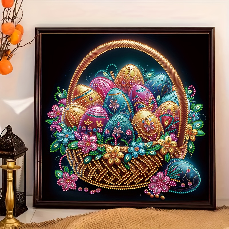 

1pc Easter Egg Basket Painting Kit, Diy Canvas Art For Home Decor, Festival Theme, Irregular Shape, Suitable For Beginners, Holiday Gift Idea