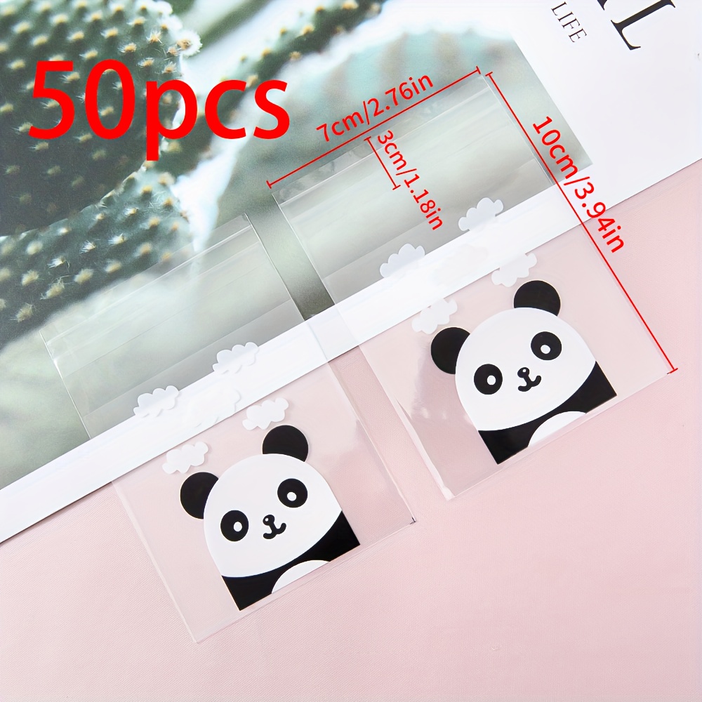 TEMU 50 stuks 7 x 10 cm Leuke Panda Cartoon Transparante Plastic Zelfklevende Zakken Zelf-Uniform Decoraties OPP Verpakkingszakken Groothandel