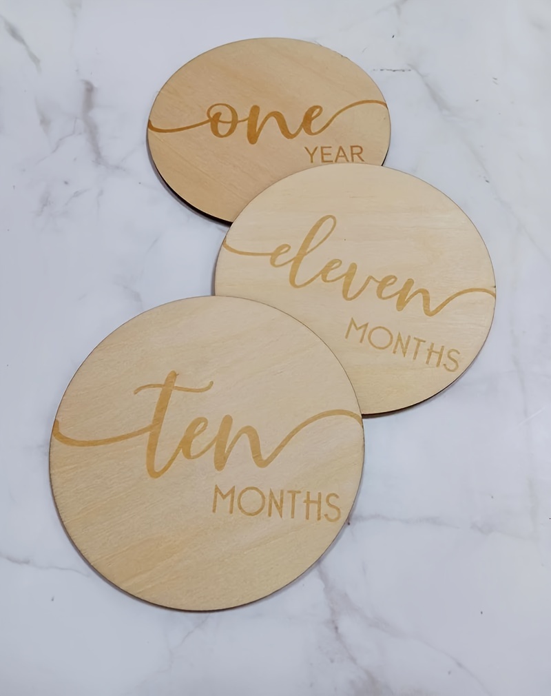 wooden milestone coasters 1 12 month anniversaries   celebrating your   growth details 2