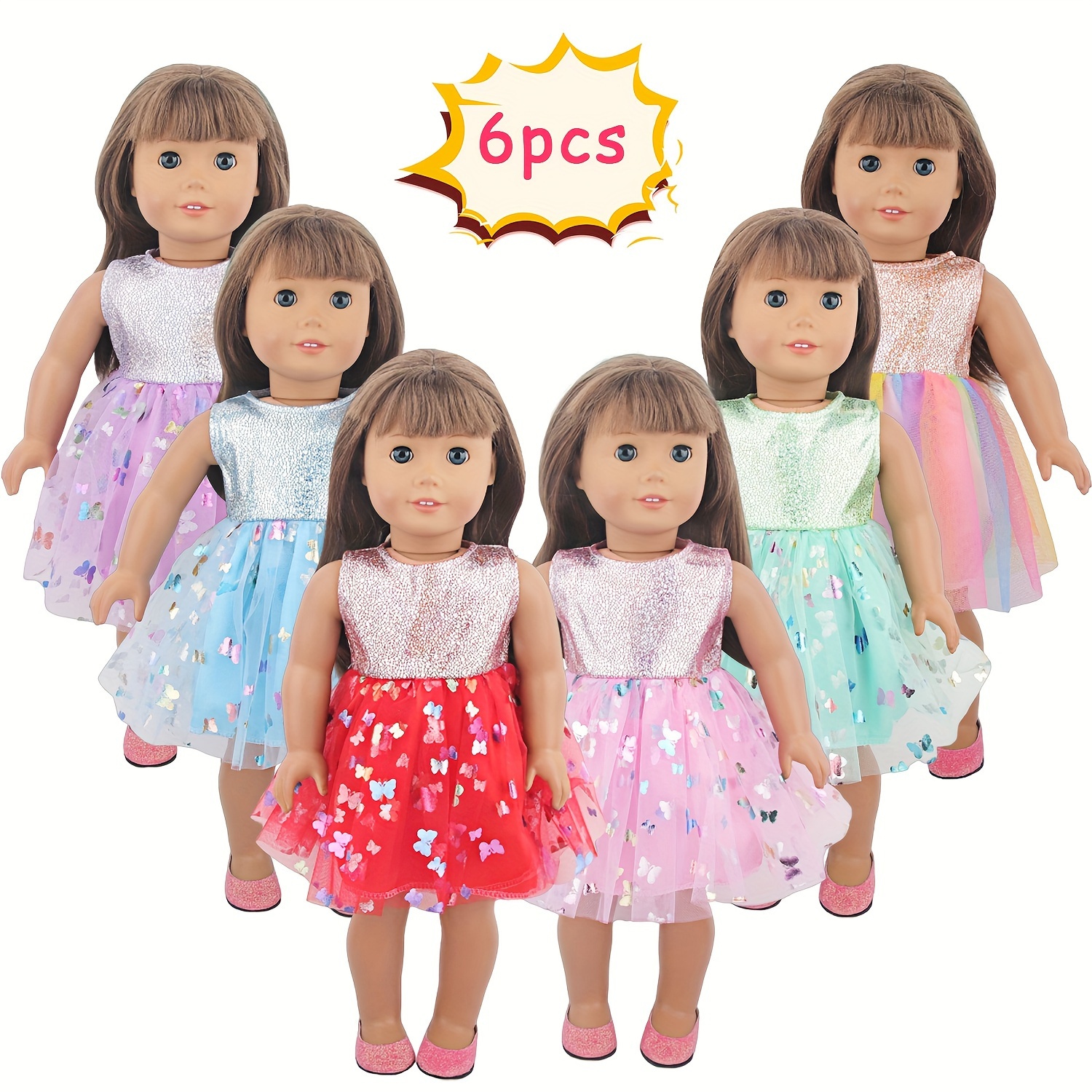 

6pcs 18 Inch Doll Dresses, Fashionable Doll Clothing Accessories, Doll Toys For And Girls As Gifts