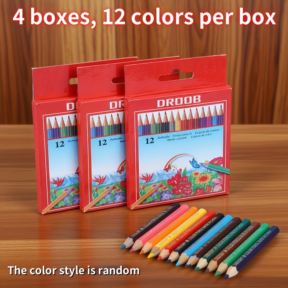 Image of Of 48 Short Colored Pencils Set, The Random, 12 Colors Of Professional Adult Drawing Colored Pencils, Professional Art Use, Gift Matching, Professional Drawing Tools