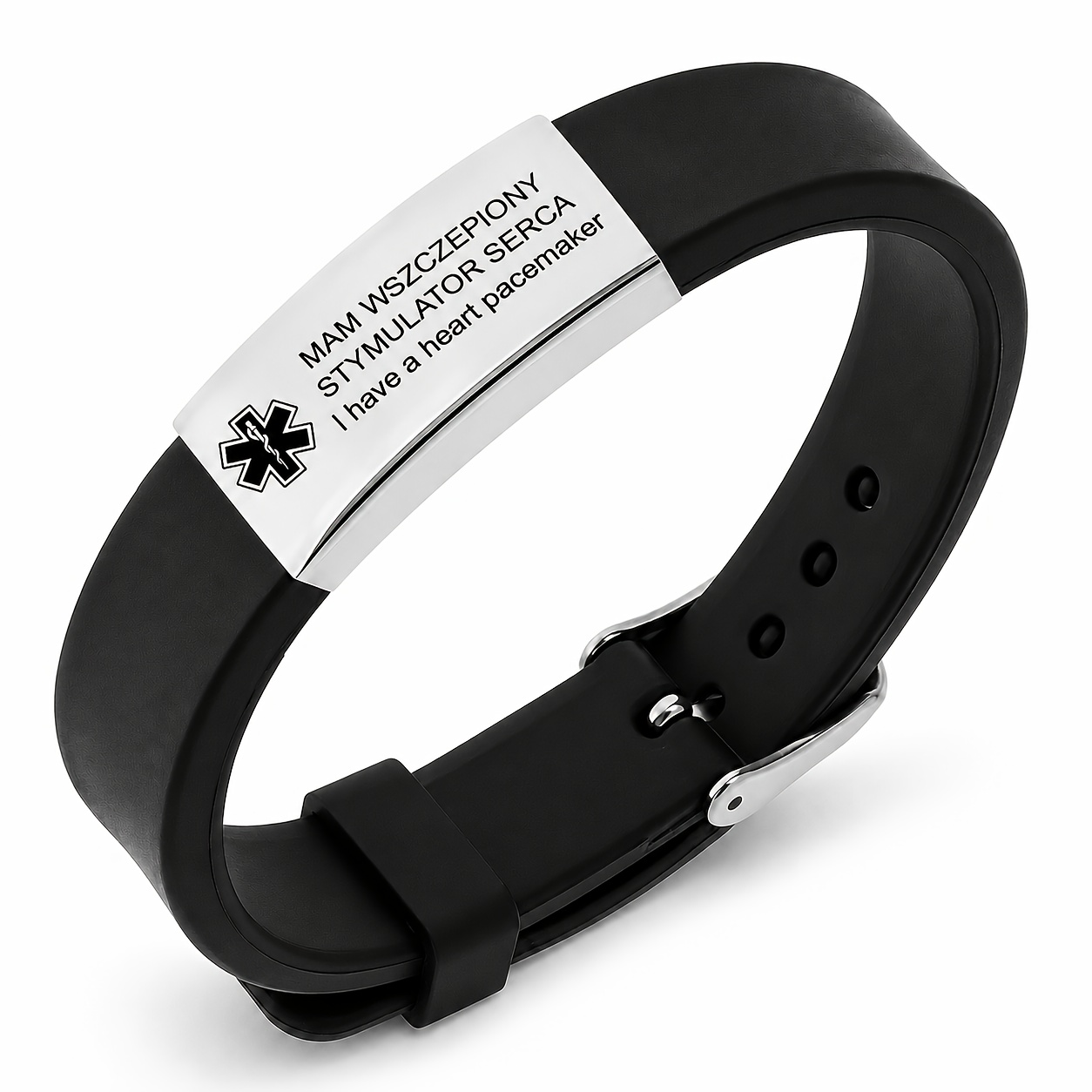 TEMU [customization] Personalized Identification Bracelet, Suitable For Wearers, 304 304 Stainless Steel Plate With Engraved Pattern And Adjustable