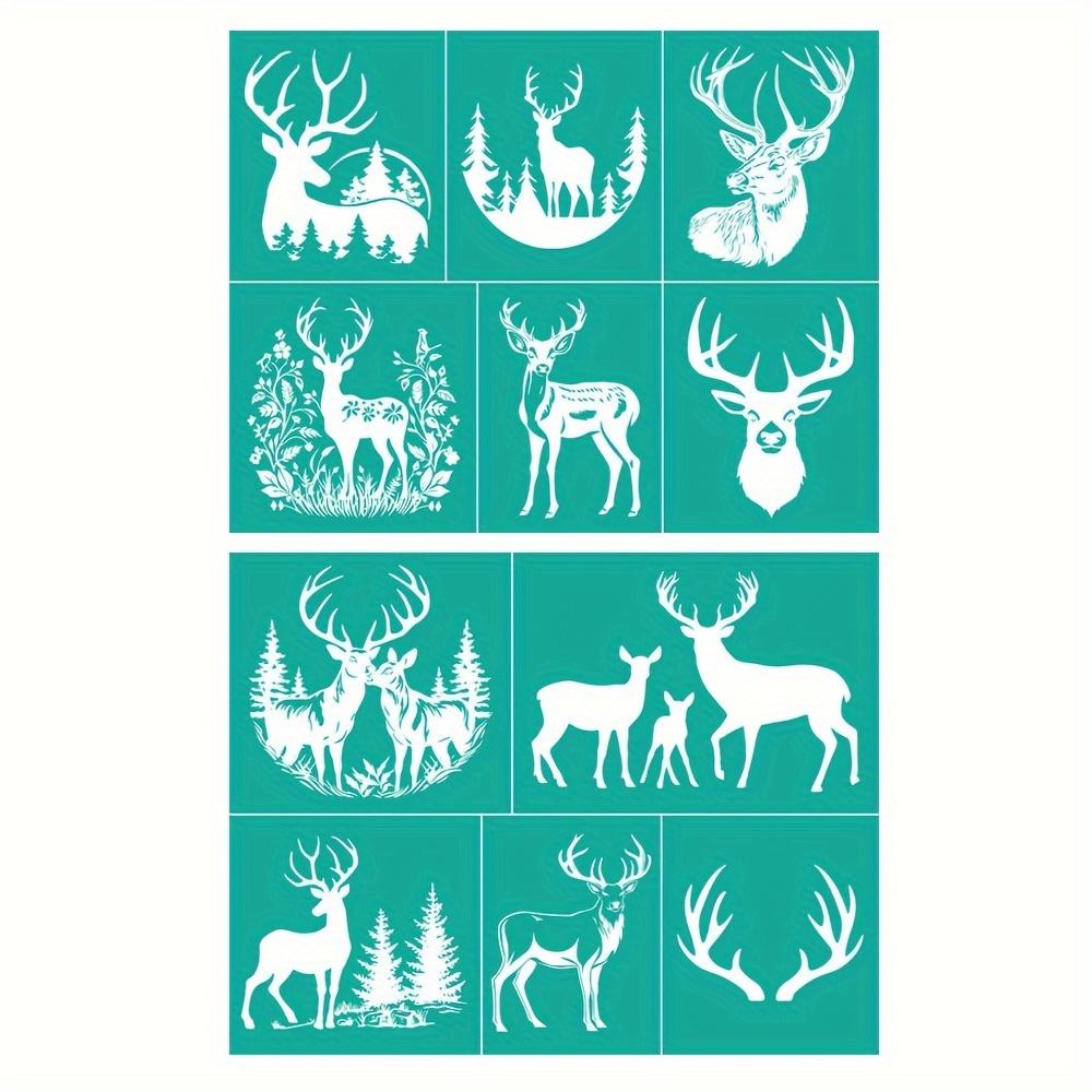 Deer Skill Screen Stencils Reusable Mountain Tree Deer