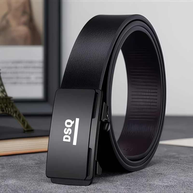 DSQ Patterned Men's Belt with Automatic Buckle Design