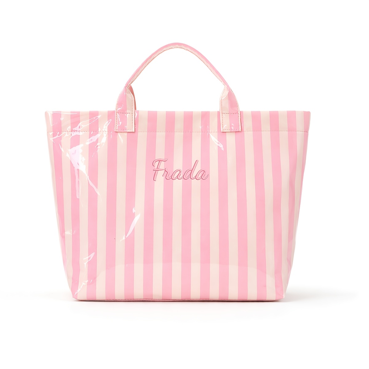 TEMU Borsa Tote a Righe Personalizzata da Donna, Borsa a con Personalizzato, Borsa a Spalla Portatile di Grande Capacit�, Elegante Borsa da Trasporto