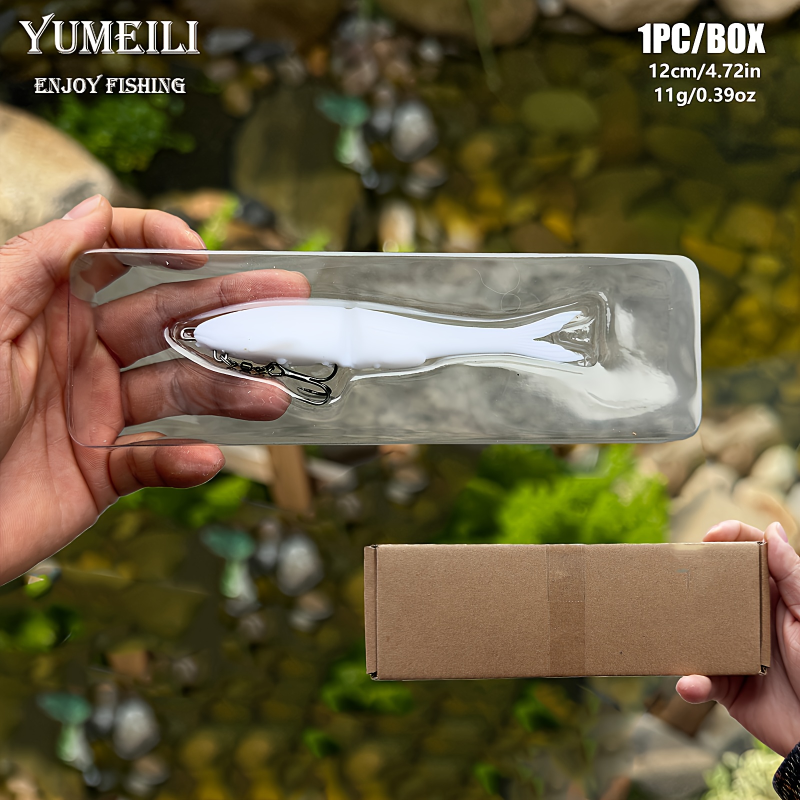 TEMU 1pc High-quality Double-section Swimbait Fishing Soft Bait Lure, Double-section Body Swimming Posture Very Flexible, With Hook, Large And Small