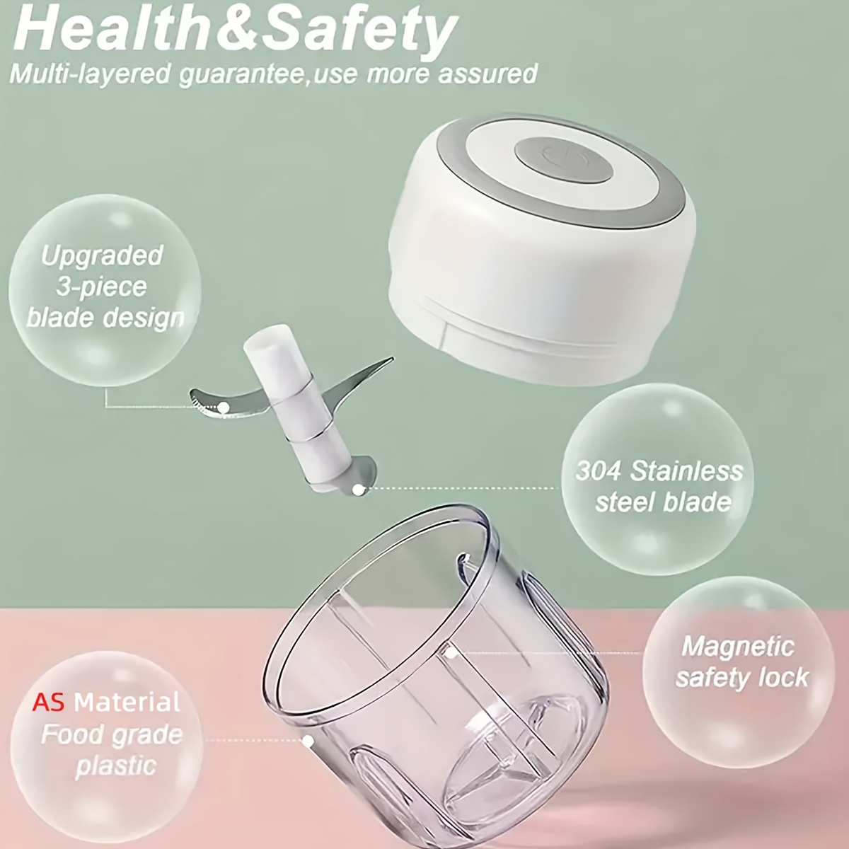 FLZH 8.45oz Electric Meat Mincer, Featuring a Stainless Steel Blade, Powerful Food Processor, Three-Speed Settings, Suitable for Blending Dough, Onions, Meat, Nuts, Fruits, Garlic, And Vegetables