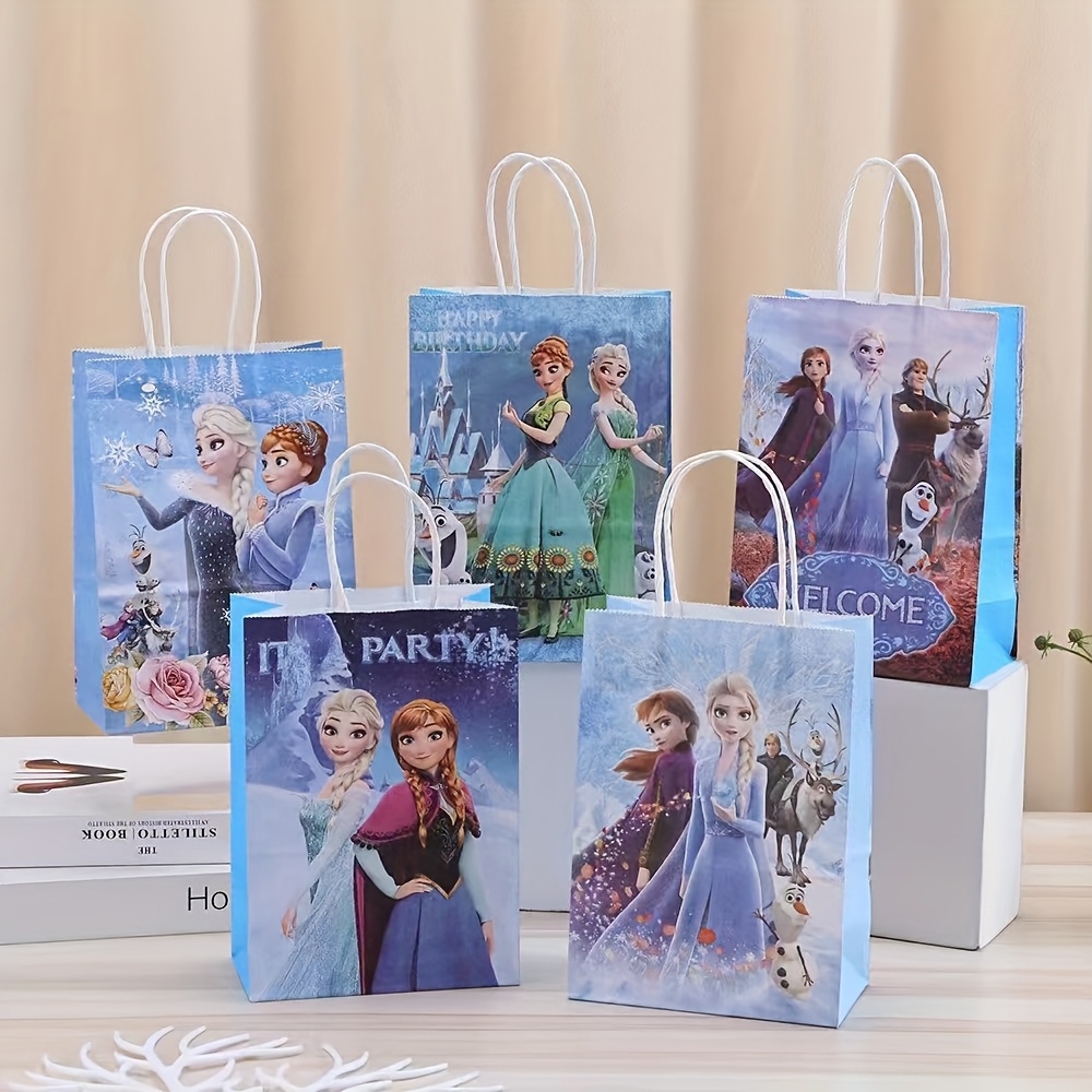 

Ensemble de 5 Sacs Fourre-tout Elsa de Frozen - Designs de Dessins Animés avec Messages "Fêtes de Frozen" & "", pour les Anniversaires, Halloween & Cadeaux du An | , Poignées Faciles à