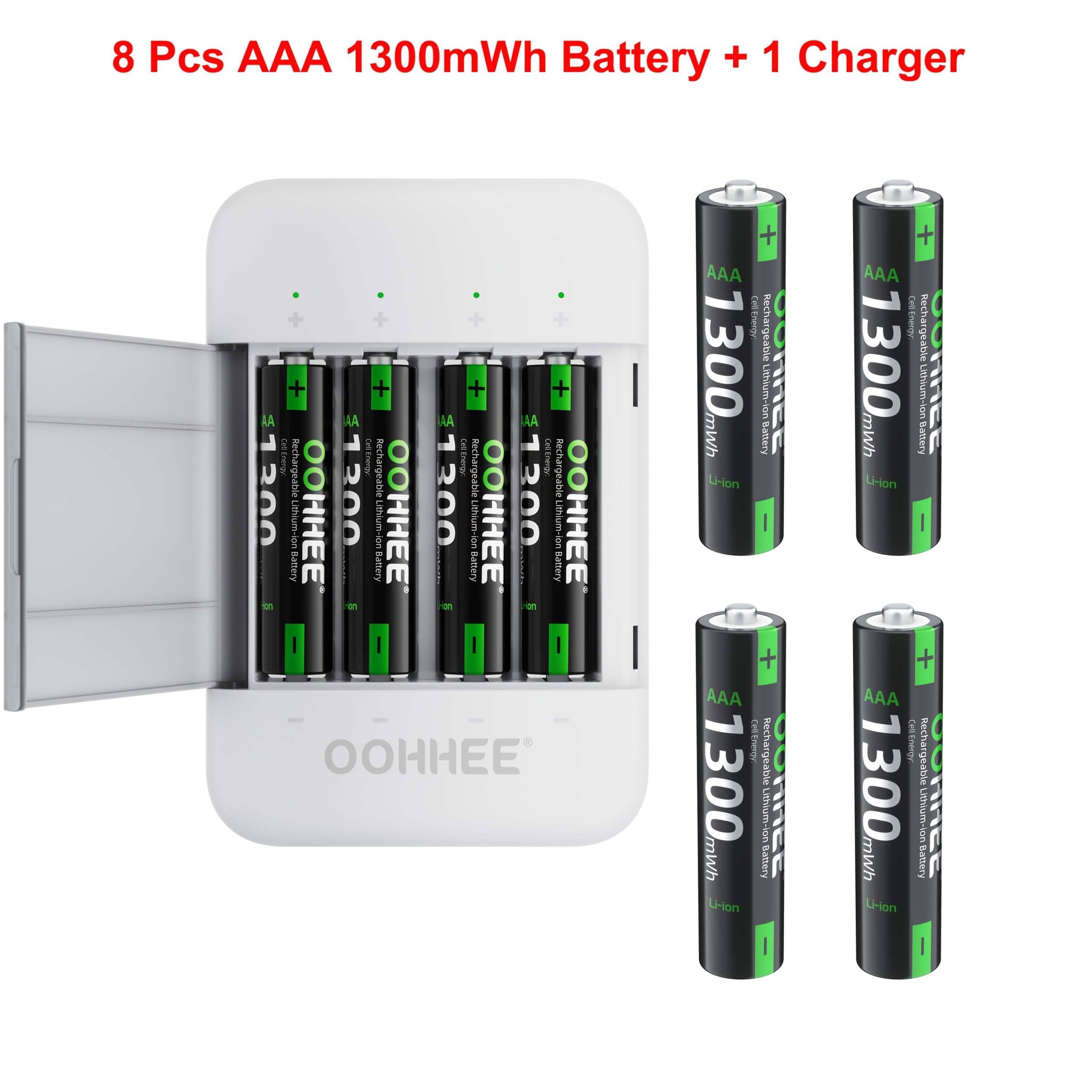 TEMU 8 Pack 1300mwh 1.5v Aaa Rechargeable Lithium Battery With Fast Charger Box, And Quick Charging, Long Lasting Rechargeable Aaa Lithium And -one