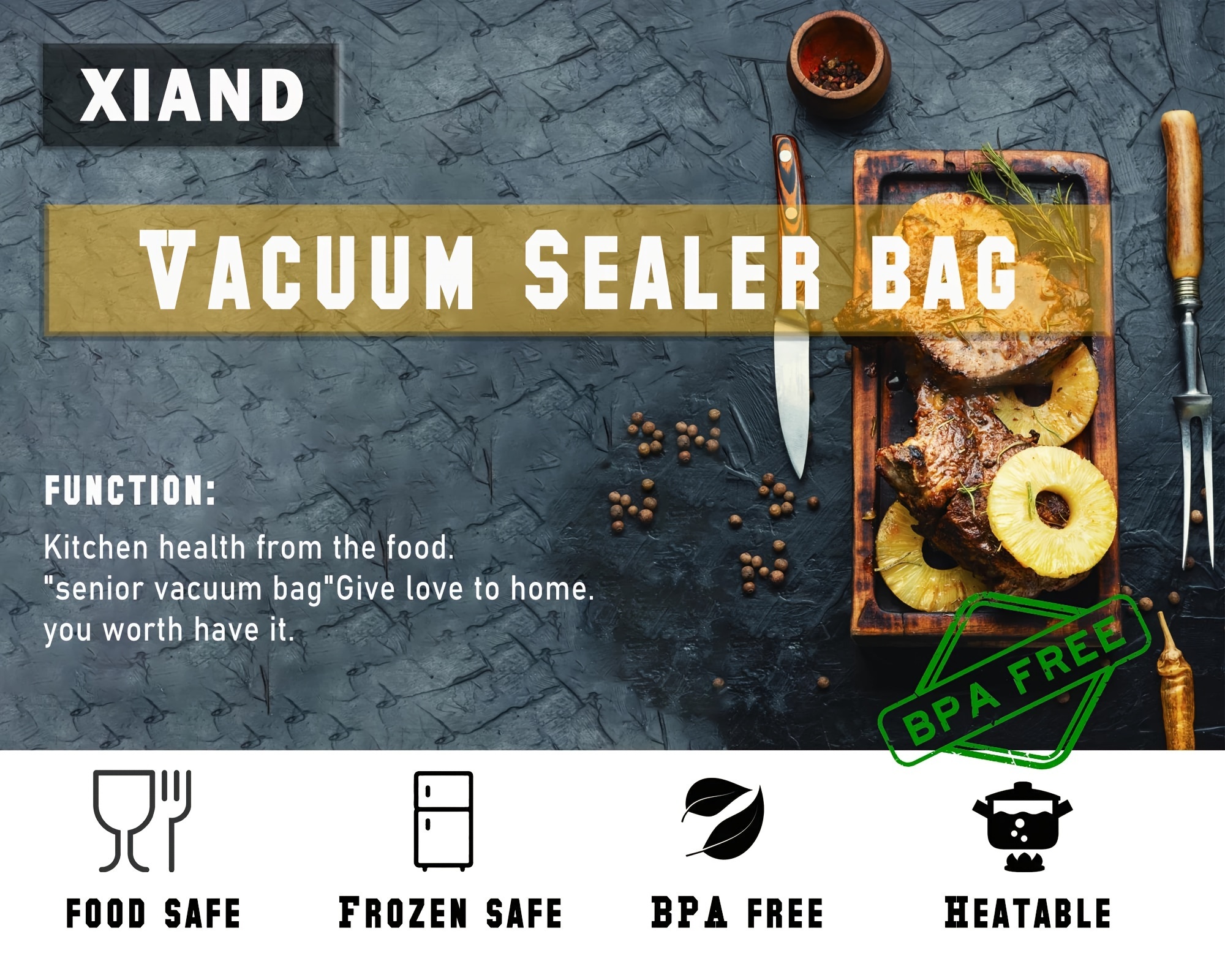 vacuum food bags fresh keeping bags packaging bags sealed compression bags vacuum sealed bags 2 rolls   transparent   keeping sealing bags used for   meat fruits vegetables and metals anti oxidation kitchen organizer and storage kitchen accessories details 0