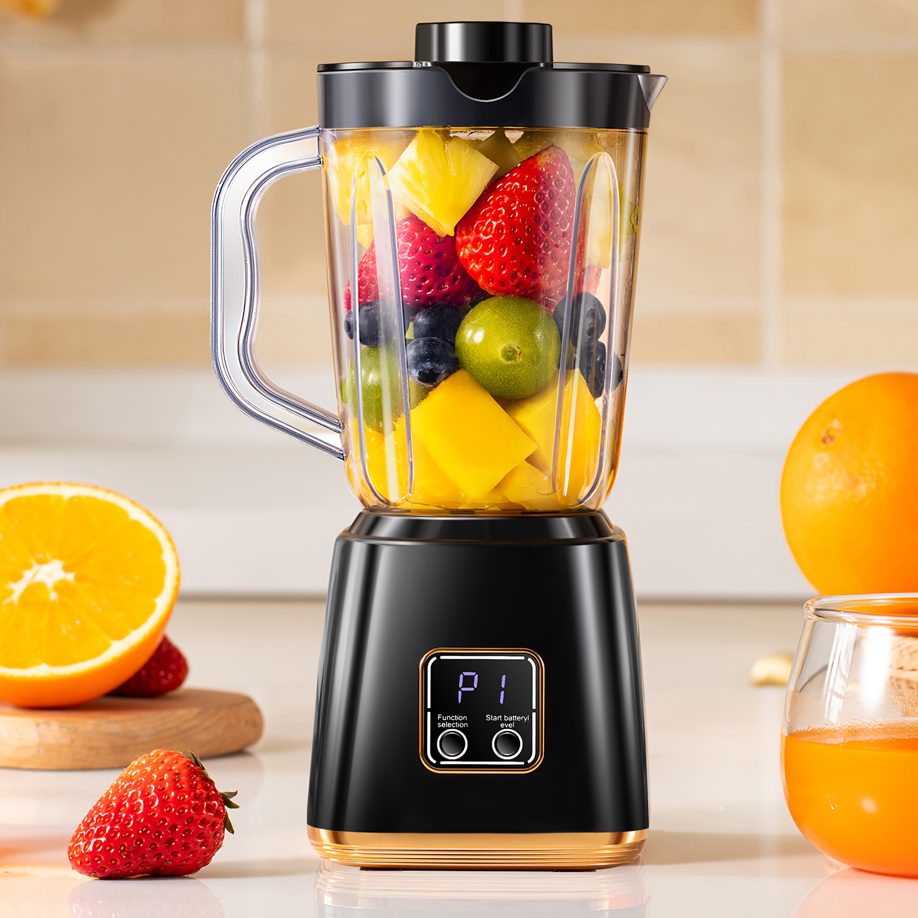 Licuadora Portátil Compacta con Carga USB - Exprimidor Pequeño para el Hogar, Fácil de Limpiar, 7.4V Ideal para Batidos, Shakes y Bebidas de Frutas Frescas - 20oz a 25.36oz, Pantalla Digital, 10 Cuchillas Giratorias de Acero Inoxidable - Perfecta para el Hogar, Oficina, Viajes, Mini Licuadora