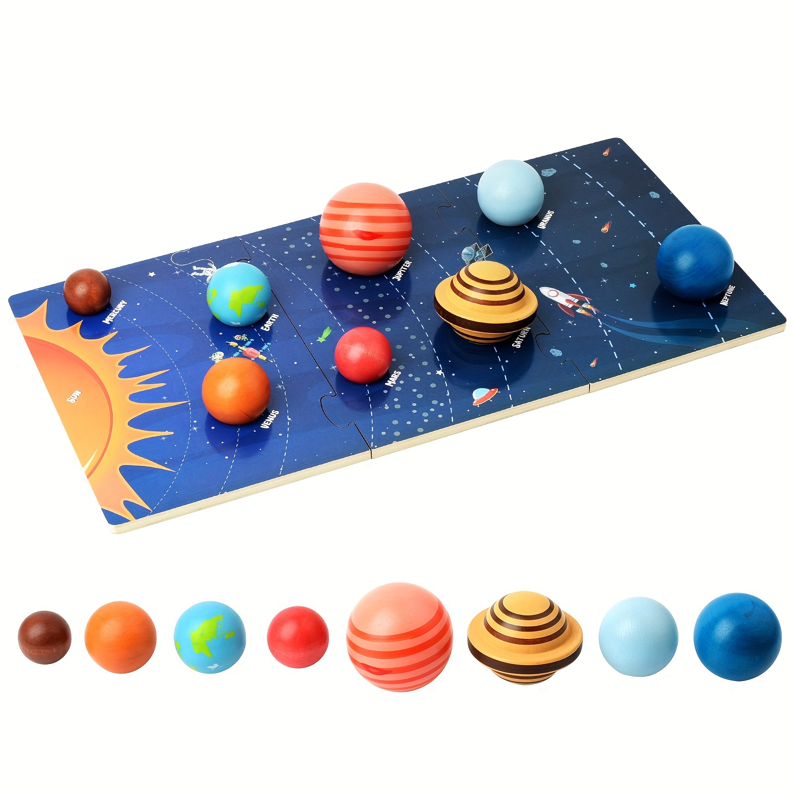 

Wooden Solar System Model Board, Montessori Toys Planets Puzzle Science Stem Space Learning For Kids 4-8 With 3d Planets Models, Prechool Educational Gift For Boys Girls