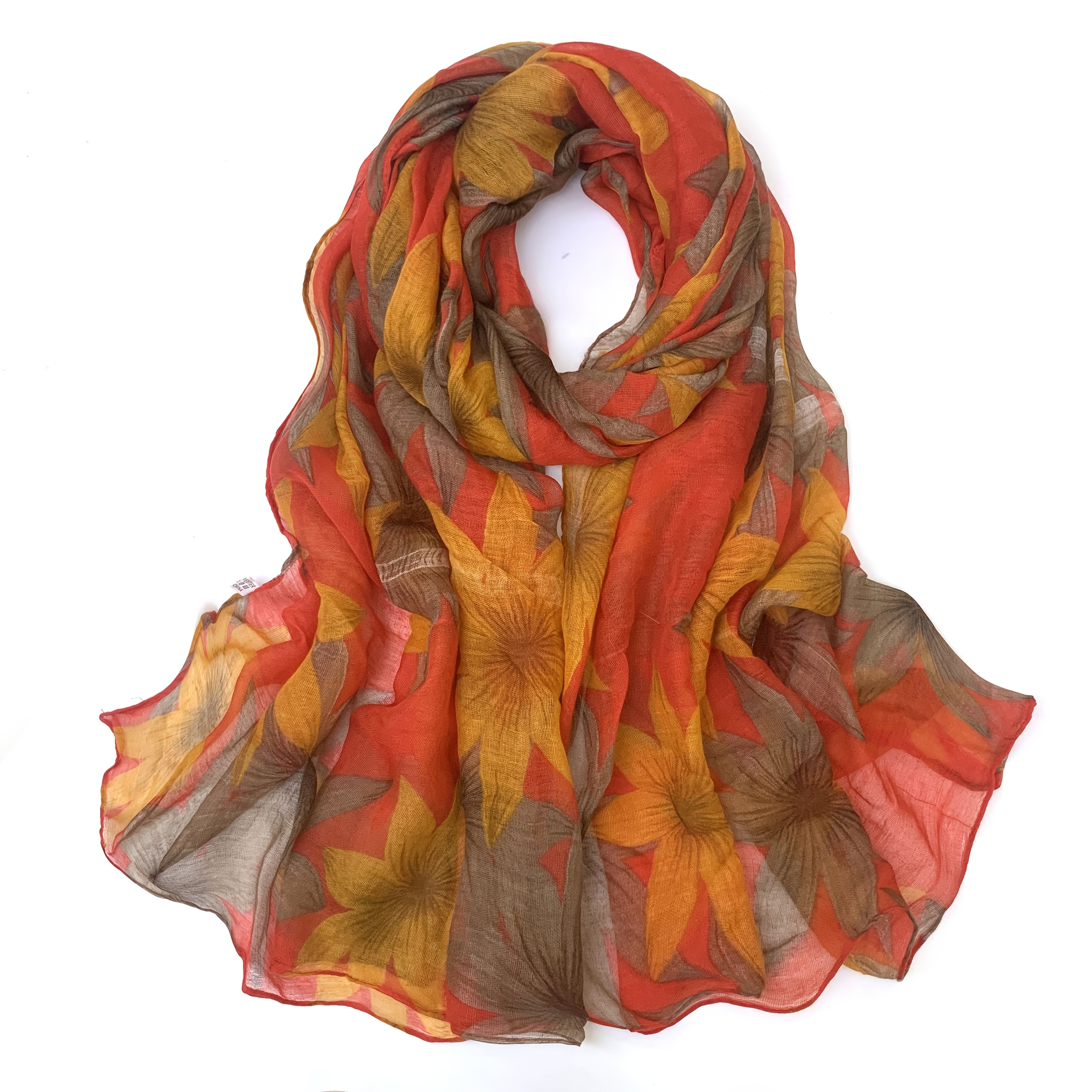 TEMU Maple Leaf Lightweight Scarf: Maple Leaf Pattern Blurs Out Natural Relaxed Feel, Soft Tones To Dressing Styles, Lightweight And Flowing Texture