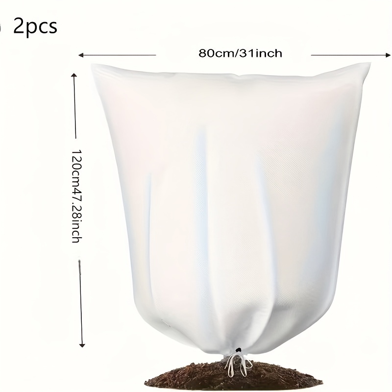 TEMU Ensemble de 2 housses de protection pour plantes, housse en non-tissé à cordon pour arbres, arbustes et plantes en pot, couverture résistante au