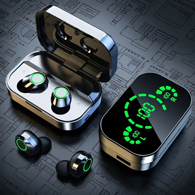true wireless wireless earphones with 80 hours of   led battery display wireless charging case compatible with tv smartphones laptops and sports hands free calling stylish design   display