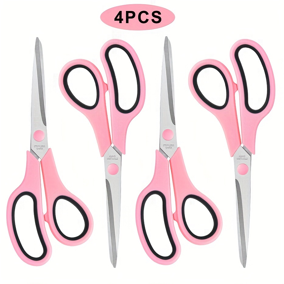 

4-pack Precision-cut Stainless Steel Scissors Set - Ultra-sharp Blades, Handles, Ideal For Office, Sewing, Crafts & School, For 14+