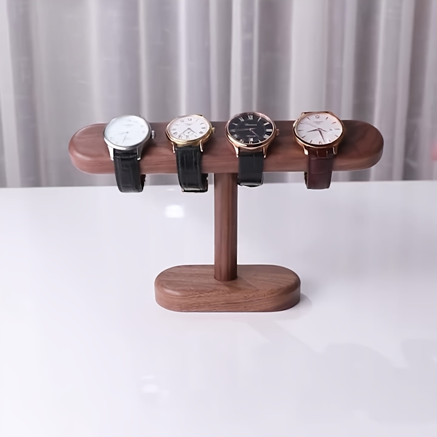 Support Montre Luxe En Bois Massif Et Cuir - Présentoir Élégant 1 Montre - Design Minimaliste Pour Collectionneurs